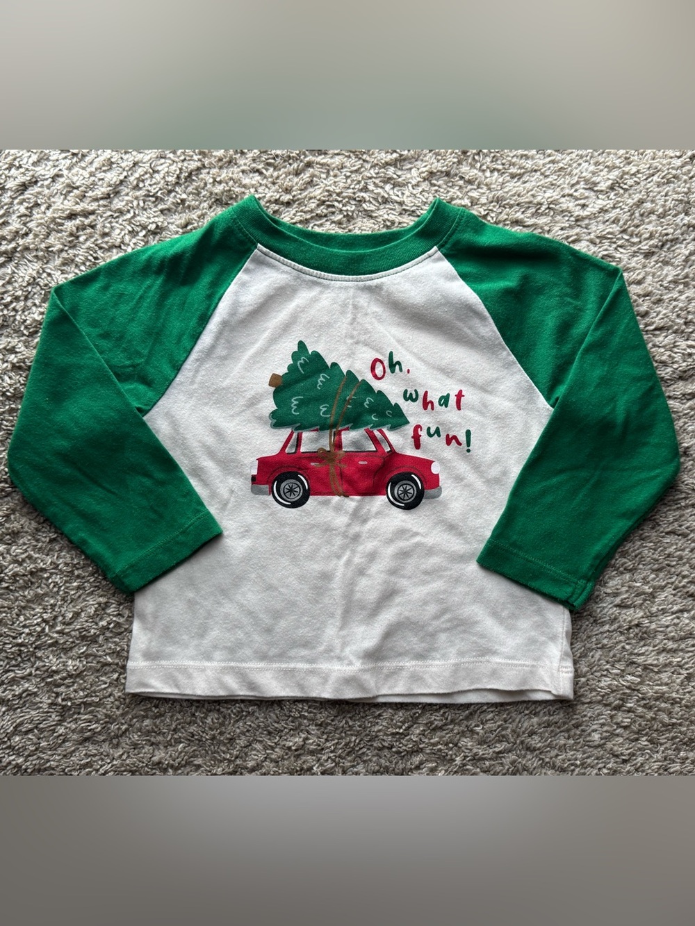 Holiday Time 18M Christmas Tree Car Raglan Shirt